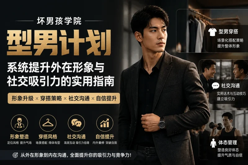坏男孩学院型男计划:系统提升外在形象与社交吸引力的实用指南-以北资源站