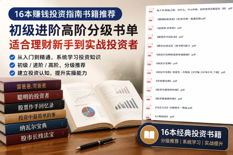 16本赚钱投资指南书籍推荐:初级进阶高阶分级书单,适合理财新手到实战投资者-以北资源站