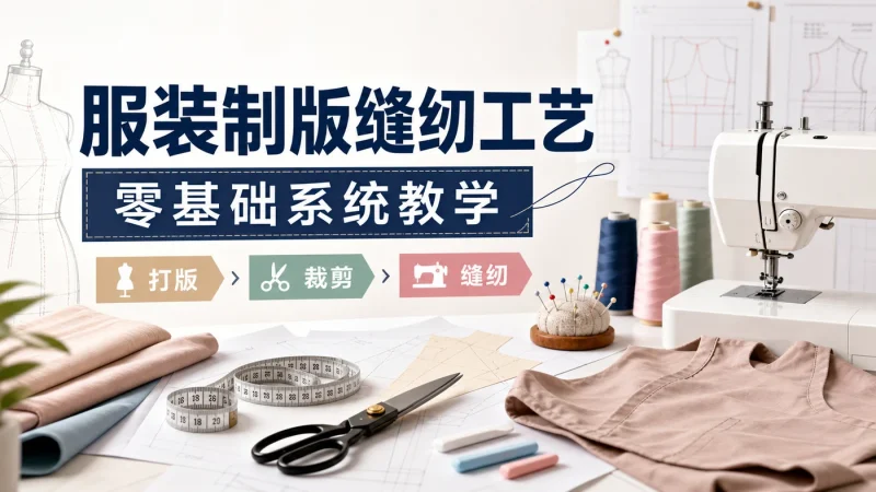 服装制版缝纫工艺课程合集:从打版裁剪到缝纫制作零基础系统教学-以北资源站